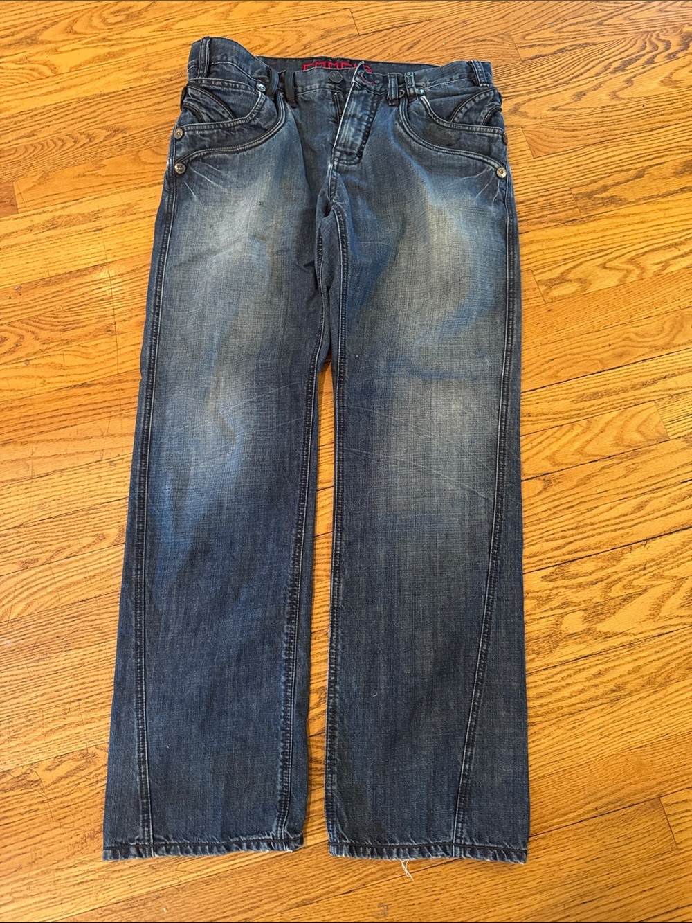 COOGI C69 Men's 34X34 leather accent Denim Faded Jeans